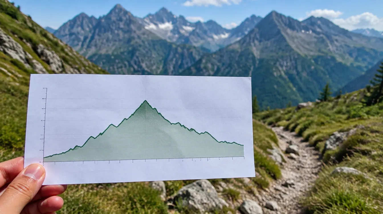 Perfil de altimetria de uma etapa do Caminho de Santiago impresso na mão do peregrino