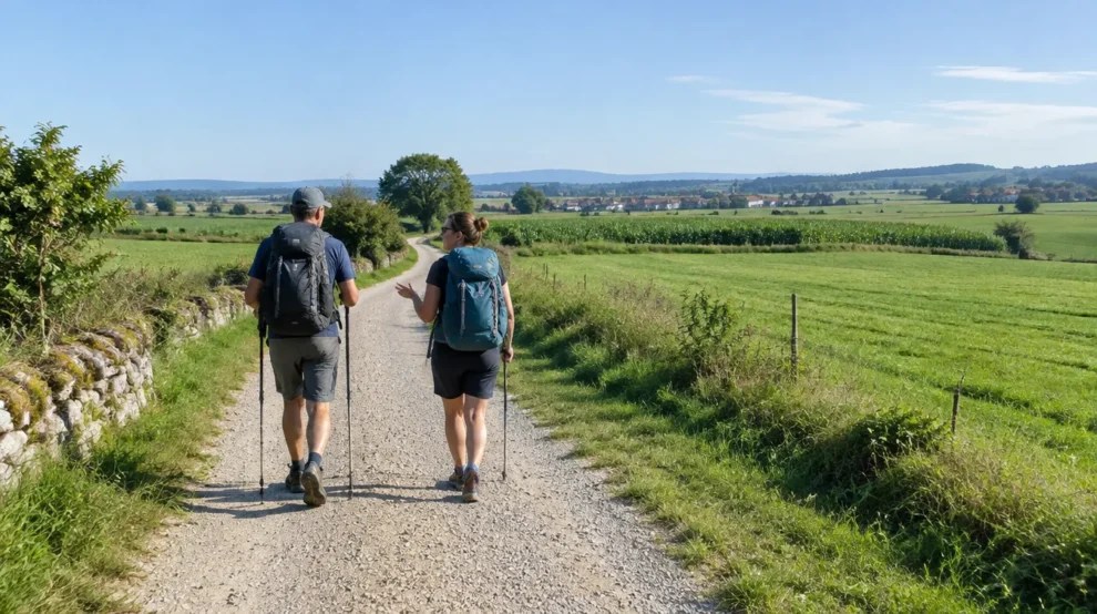 Trilha suave e plana, um dos trechos do Caminho de Santiago mais fácil para iniciantes