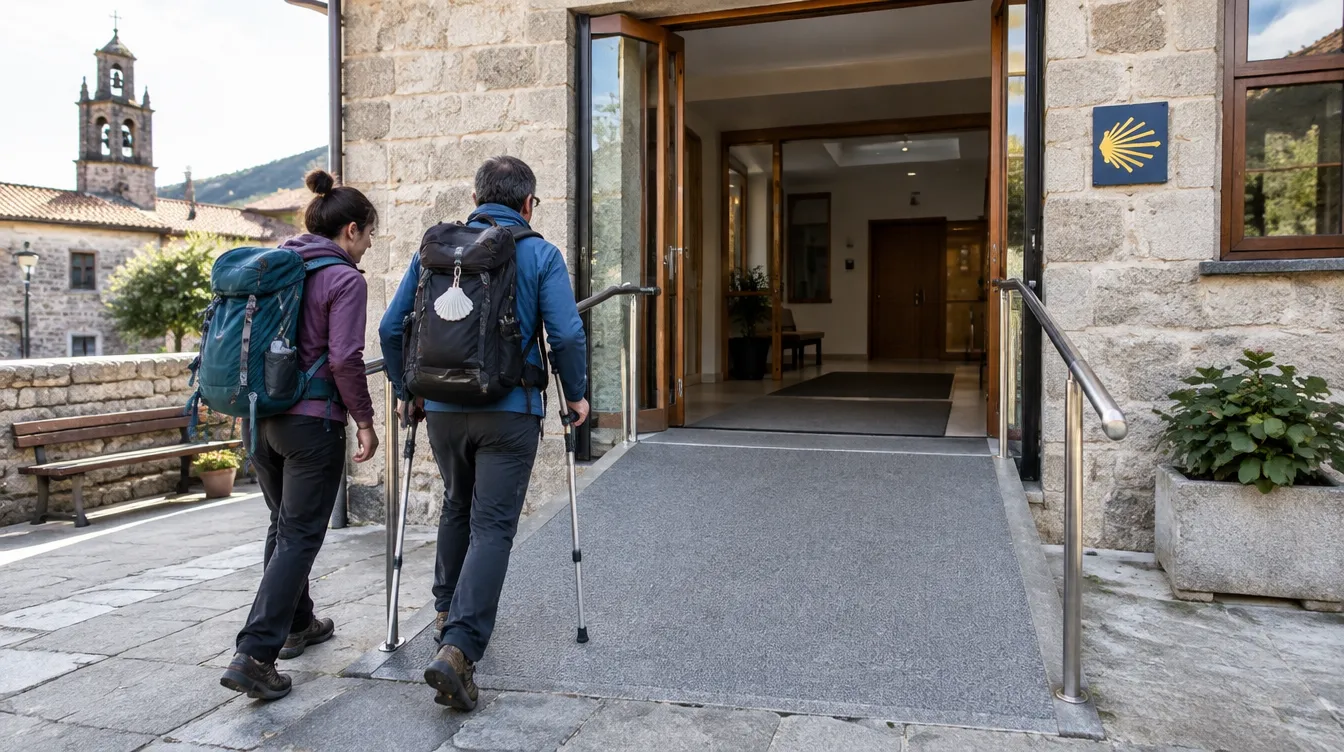 Albergue com rampa de acesso para peregrinos com mobilidade reduzida no Caminho de Santiago