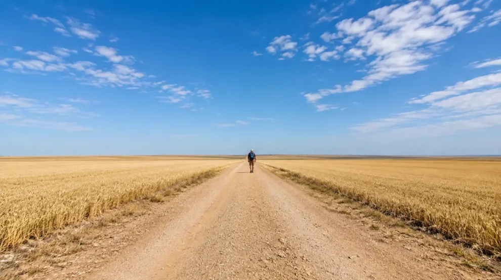 Paisagem da etapa de Carrión de los Condes a Terradillos de los Templarios no Caminho Francês