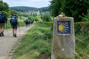 Marco quilométrico perto de Sarria, início dos últimos 100 km do Caminho de Santiago