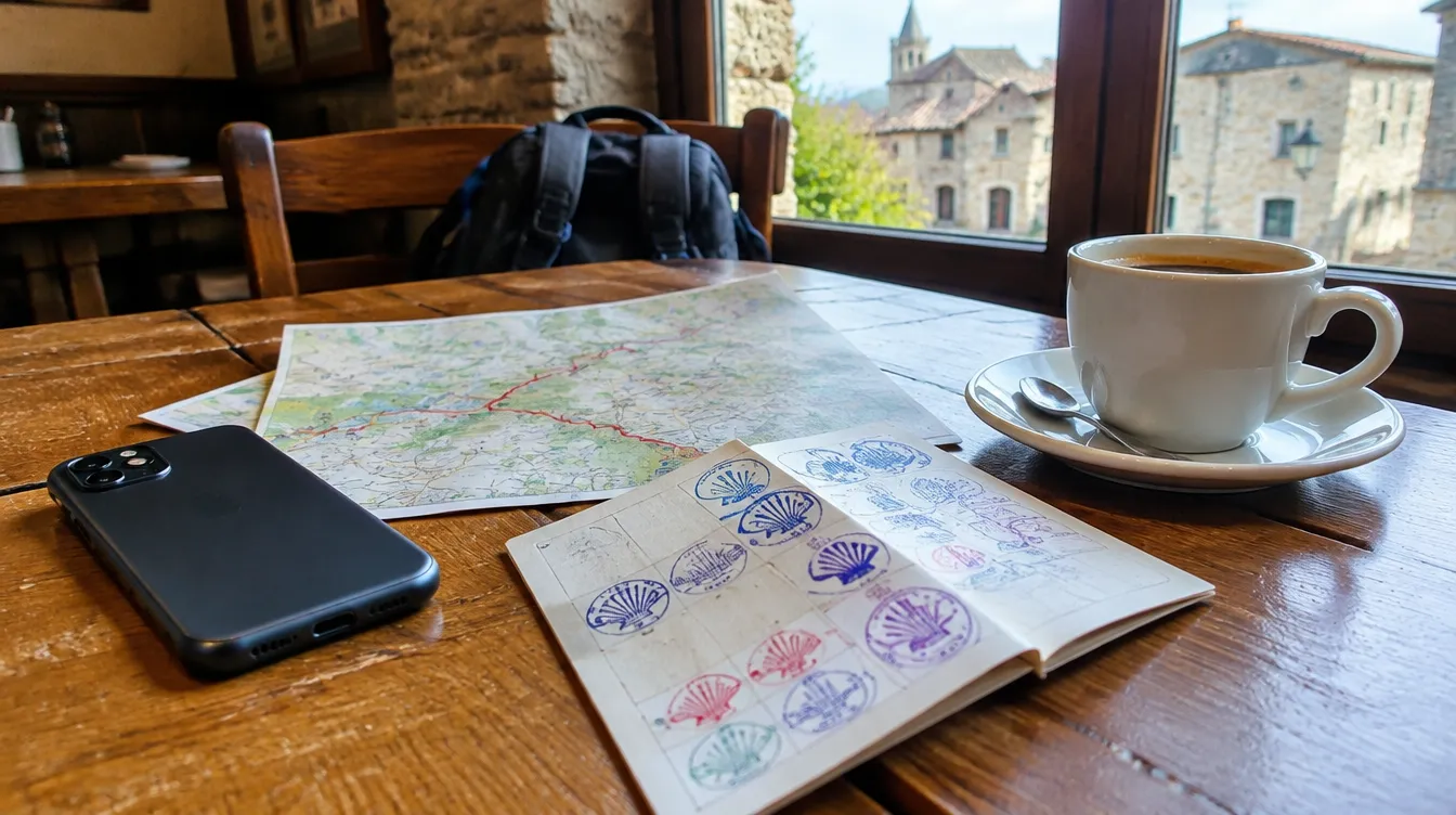 Celular virado na mesa ao lado do mapa e da credencial, desconexão digital