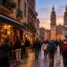 Centro histórico de Logroño ao anoitecer, parada do Caminho de Santiago em La Rioja