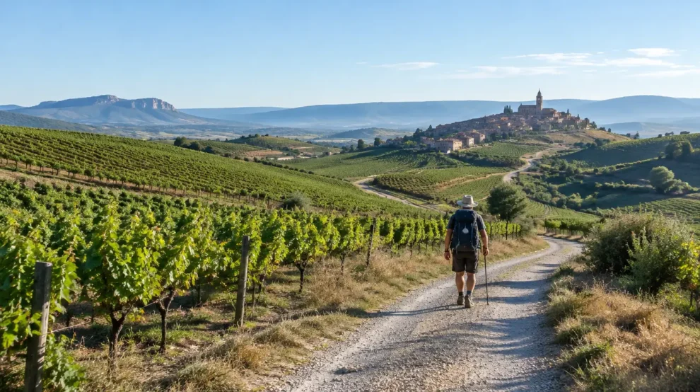 Paisagem da etapa de Logroño a Nájera no Caminho Francês