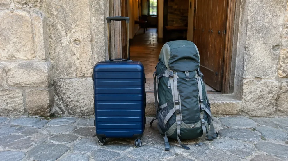 Mala de rodinhas e mochila lado a lado: mala ou mochila no Caminho de Santiago