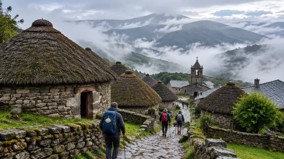 Pallozas de pedra e palha em O Cebreiro, no Caminho de Santiago