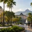 Ilustração de praça com palácio e jardins em Belo Horizonte