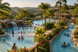 Ilustração de resort com piscinas termais em Olímpia