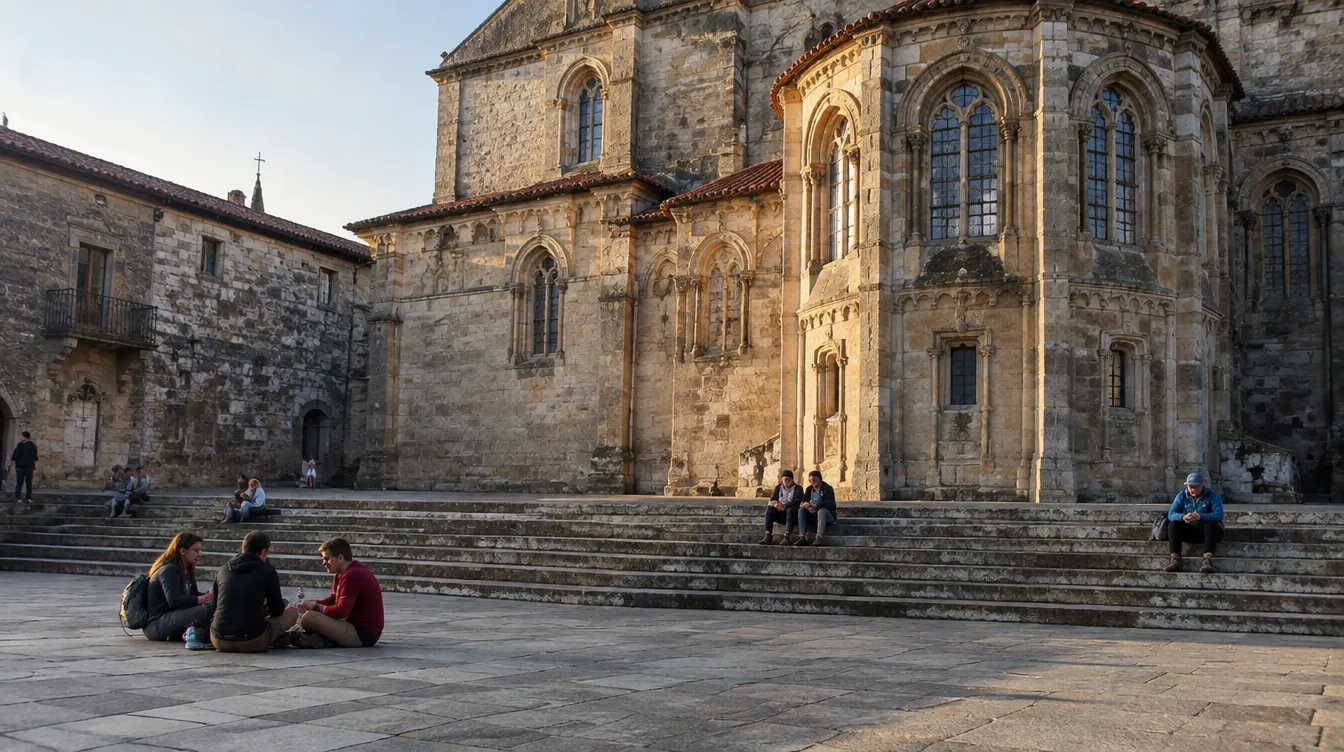 Praça de granito atrás da catedral, acesso à Porta Santa de Santiago de Compostela