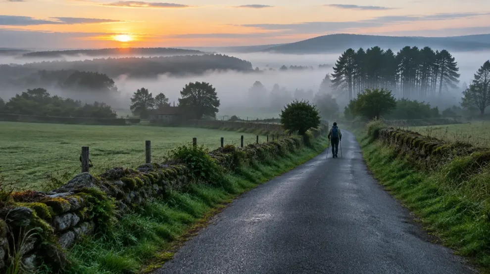 Paisagem da etapa de Portomarín a Palas de Rei no Caminho Francês