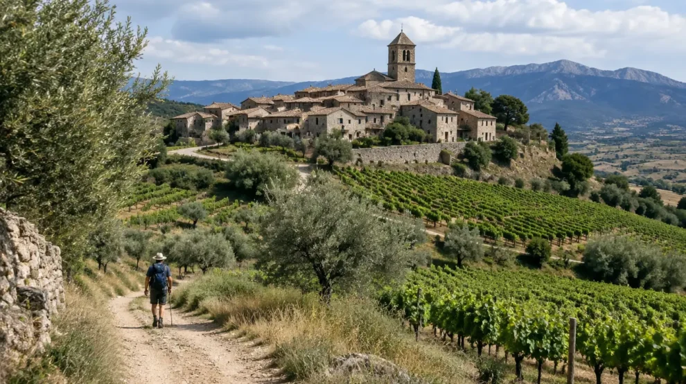 Paisagem da etapa de Puente la Reina a Estella no Caminho Francês