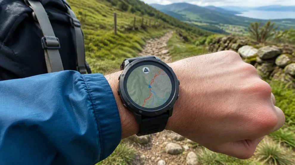 Relógio esportivo marcando a distância: quantos km por dia no Caminho de Santiago