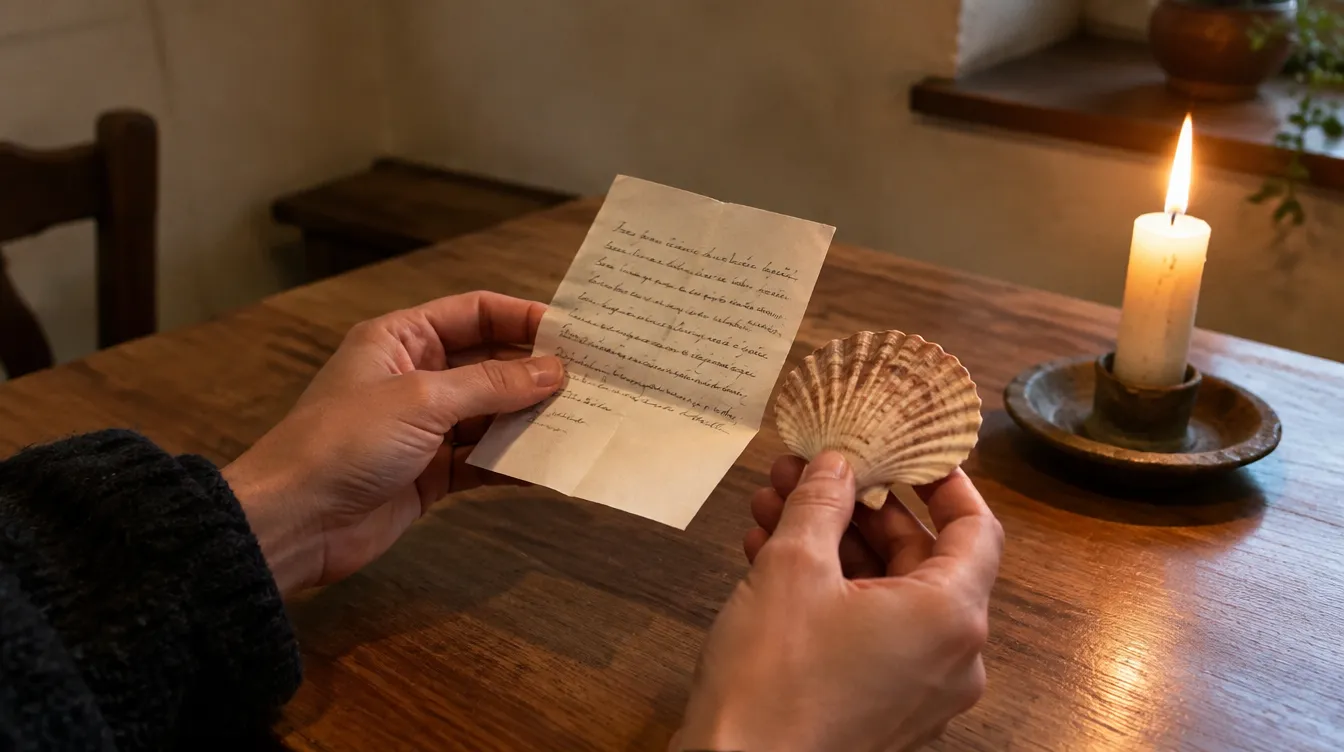 Carta, concha e vela, ritual simbólico de encerramento do Caminho de Santiago