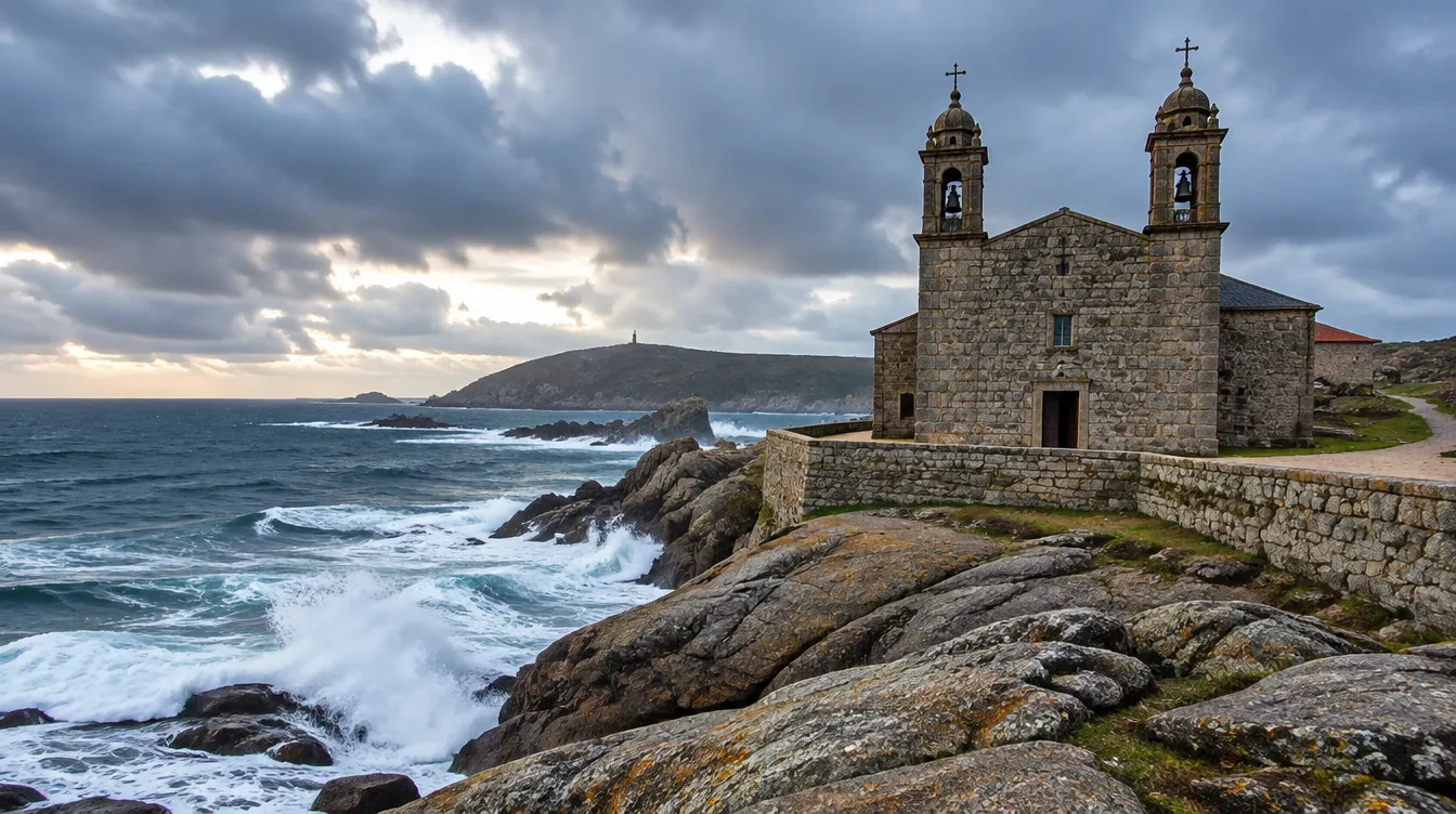 Santuário de Muxía na costa atlântica, final do caminho de Santiago a Finisterre e Muxía