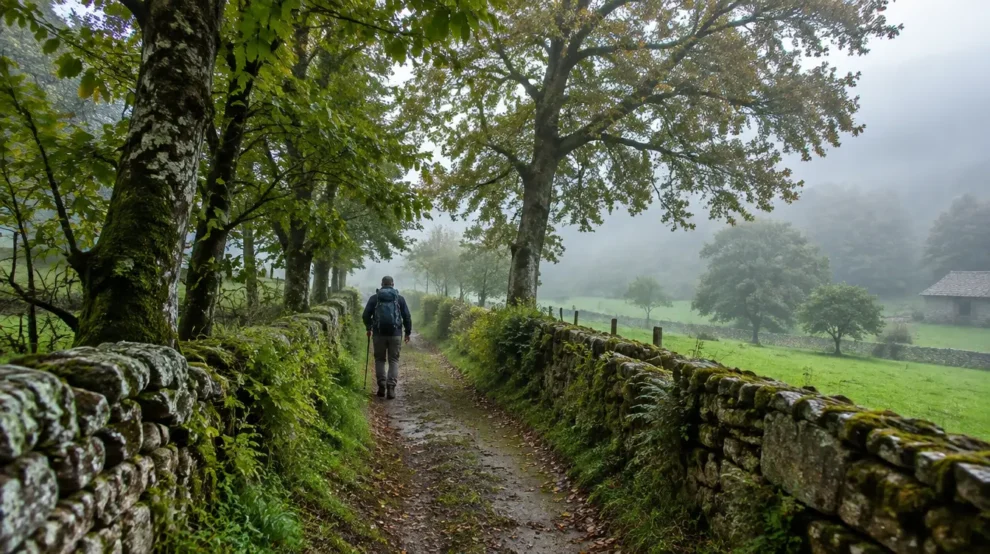 Paisagem da etapa de Sarria a Portomarín no Caminho Francês