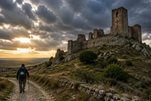 Ruínas de castelo em Castela ligadas à história dos templários no Caminho de Santiago