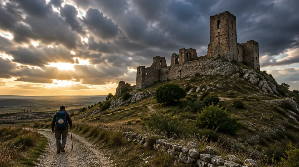 Ruínas de castelo em Castela ligadas à história dos templários no Caminho de Santiago