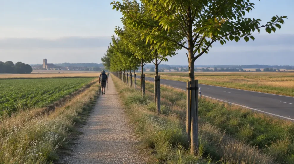 Paisagem da etapa de Terradillos de los Templarios a Bercianos del Real Camino no Caminho Francês