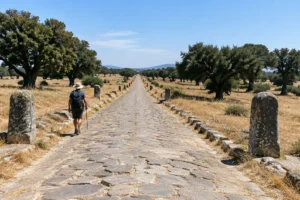 Peregrino na antiga estrada romana da Via de la Plata, Caminho de Santiago