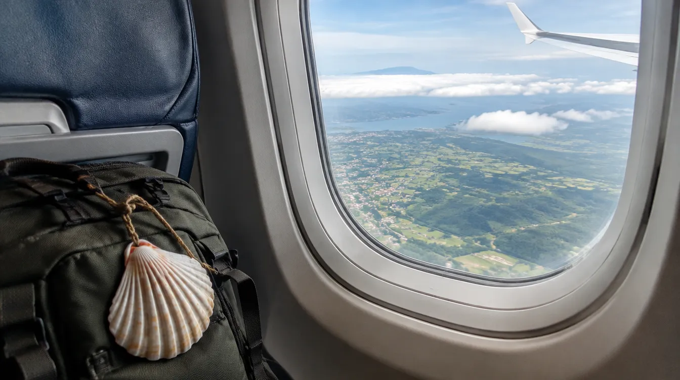 Vista da janela do avião sobre a Galícia na volta de Santiago de Compostela para o Brasil