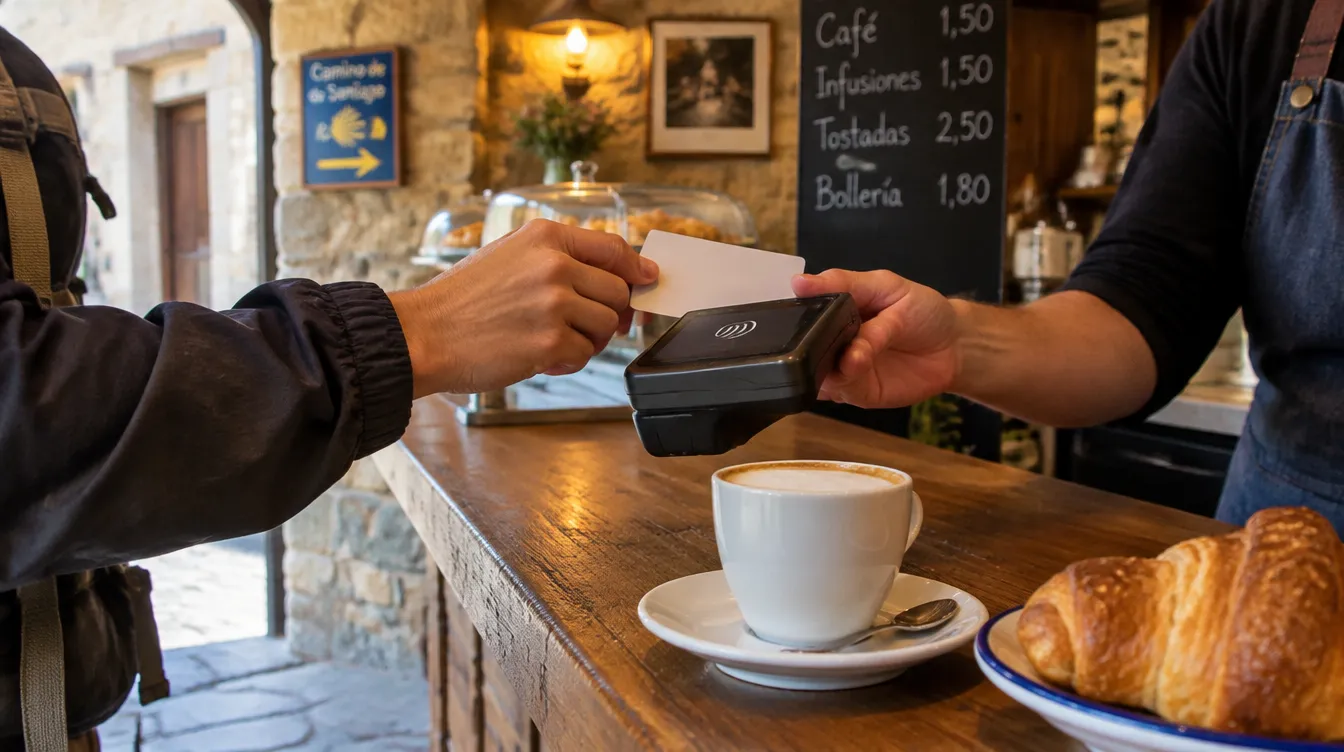 Pagamento por aproximação em café do Caminho de Santiago